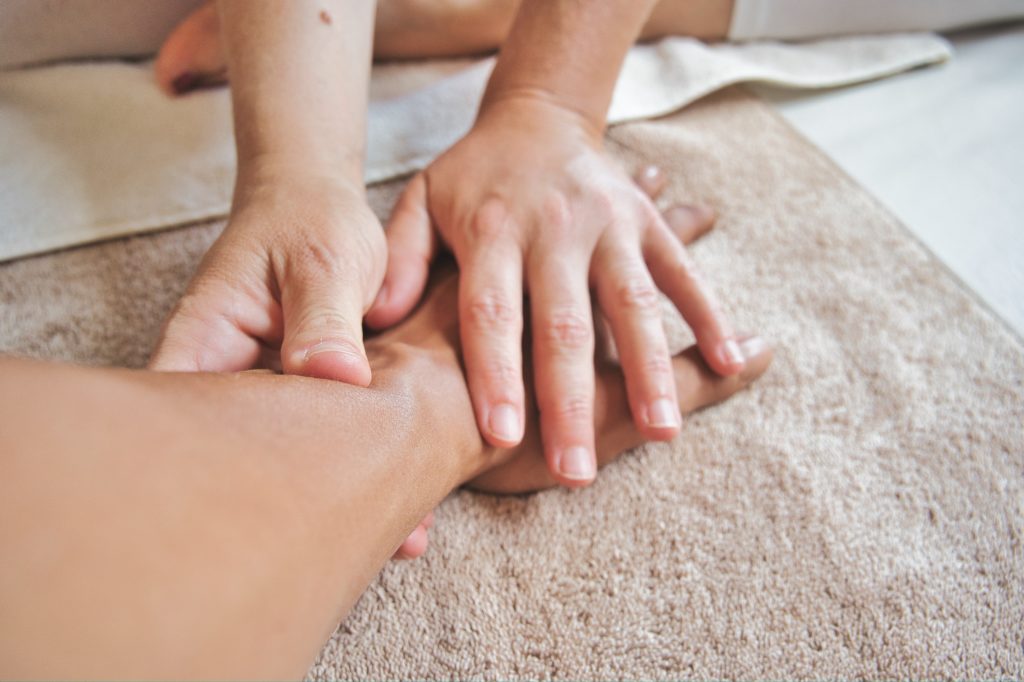 Therapist assisting patient with mobility training